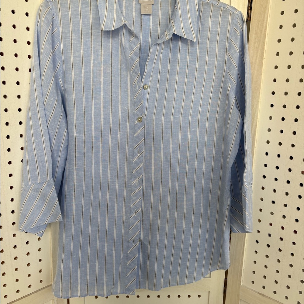 Chico's Light Blue Striped Shirt